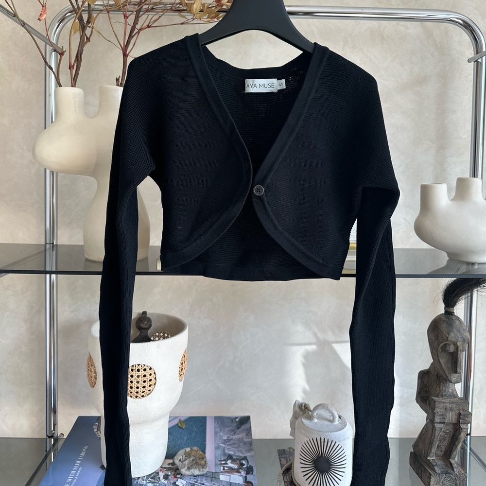Aya Muse Black Cropped Shrug S